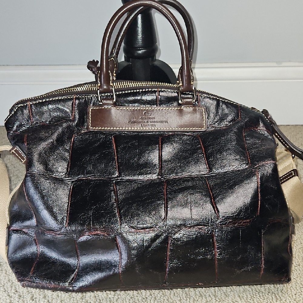Vintage Condition Dooney&Bourke Brown/Tan Crocodile Embossed Florentine Satchel - Picture 4 of 16
